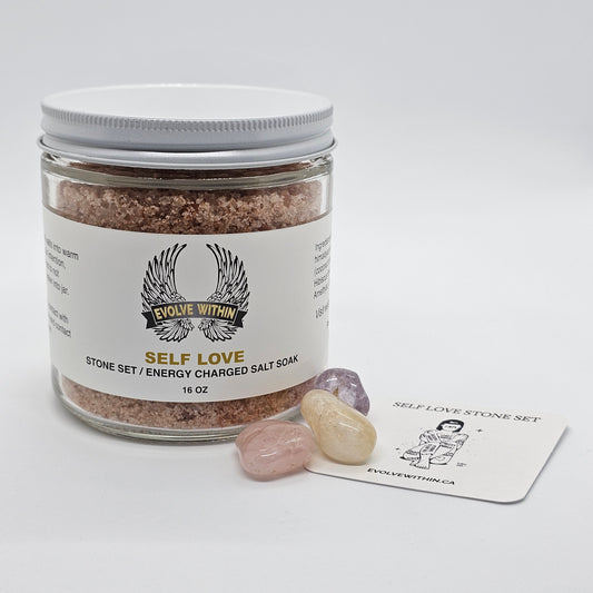 Self Love Stone Set / Energy Charged Salt Soak