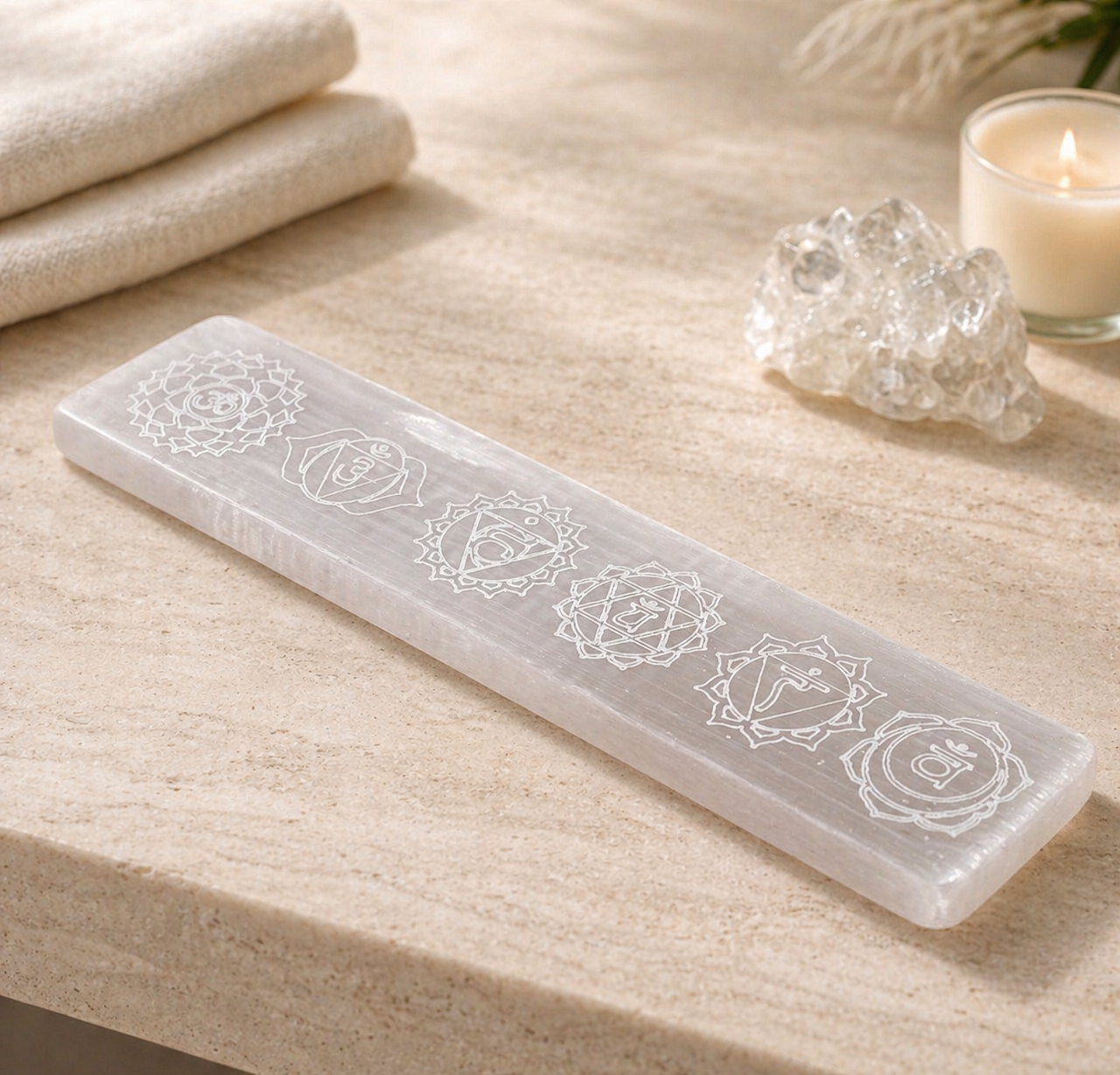 Selenite Charging Plate with Chakra